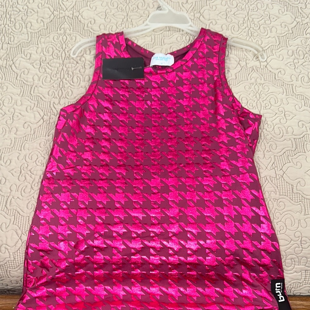 Burn Boot camp foil  Pink Houndstooth Tank / Cinch back tie